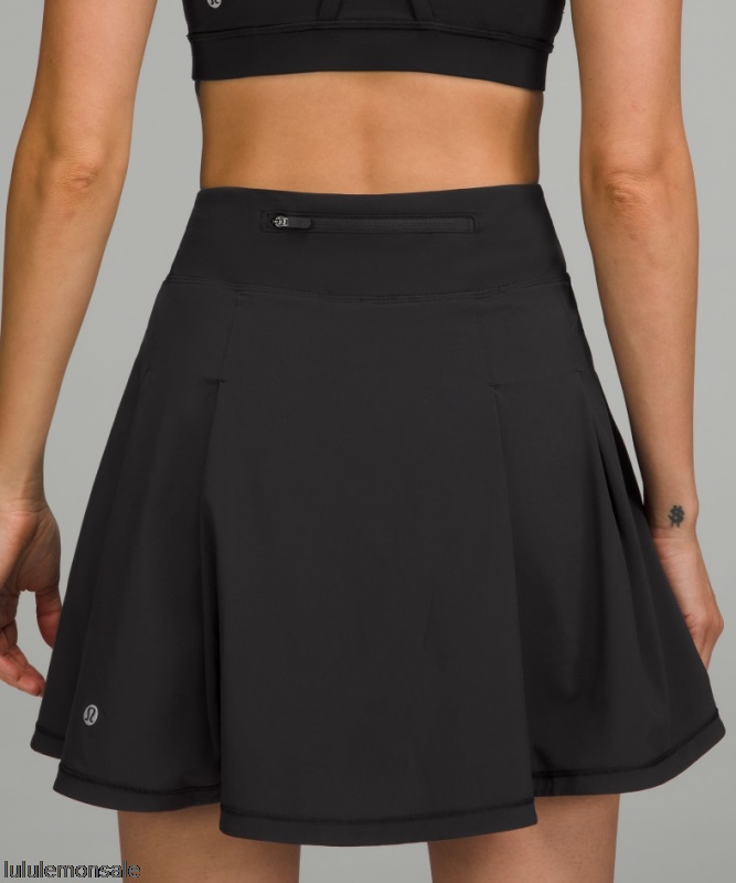 Lululemon Damen DELULU419 | Schwarz Pace Rival Mittelhoher Rock Extra Lang